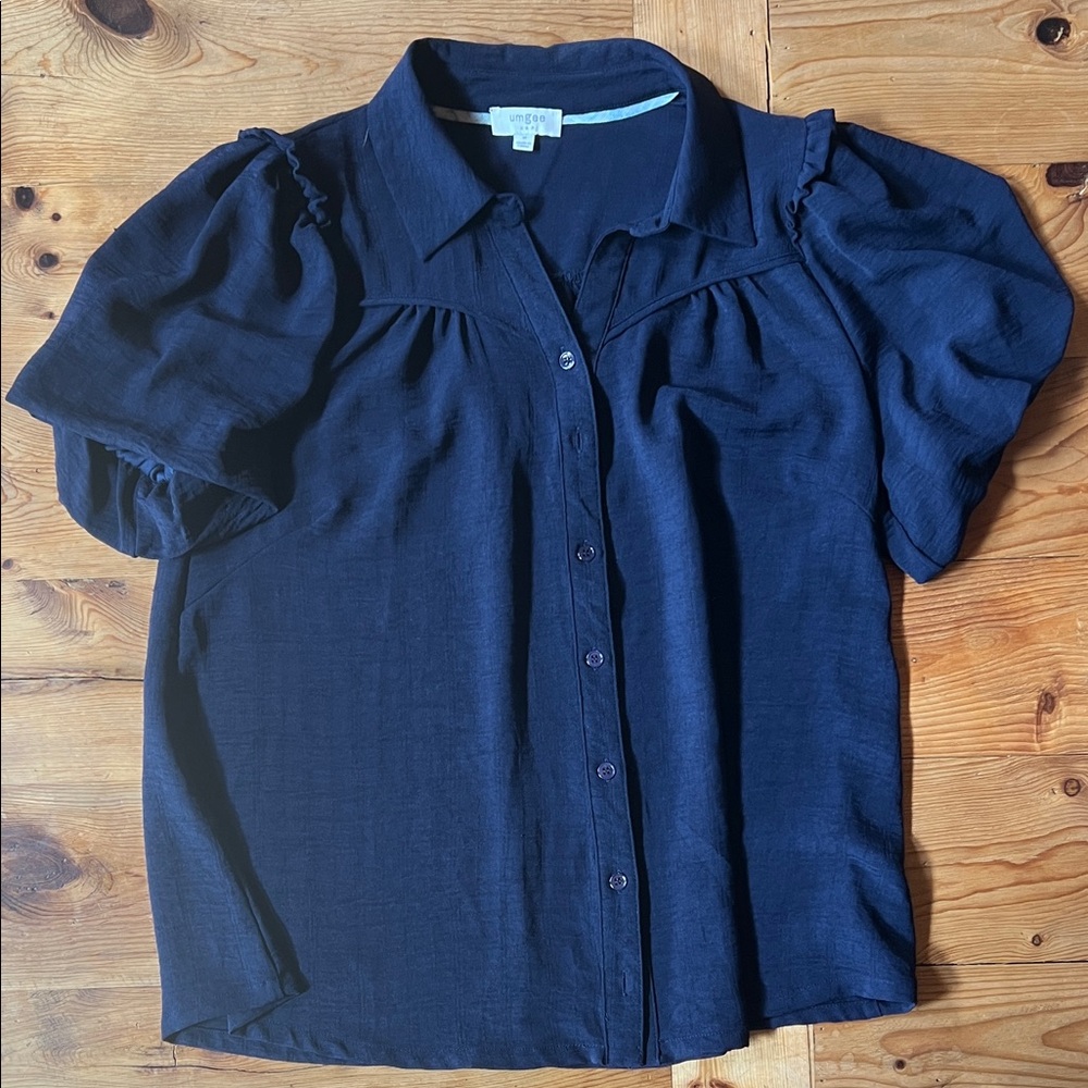 Umgee Midnight Blue Button Down Blouse